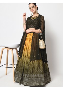 Multi   Chinon Silk Designer Lehenga 